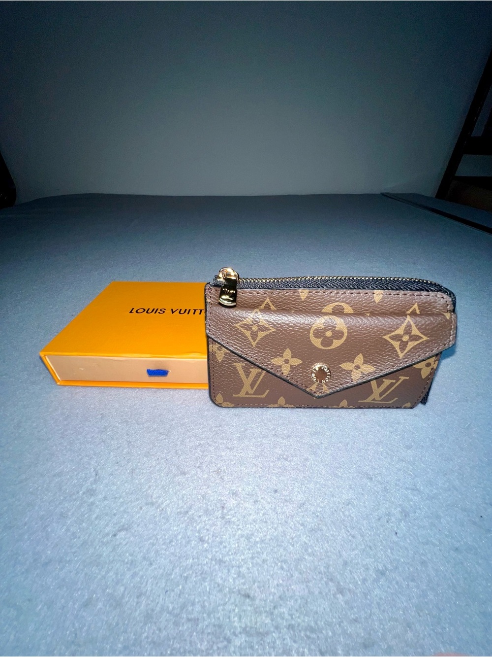 Louis Vuitton Monogram Coated Canvas Wallet Card Holder Box & Dust Bag